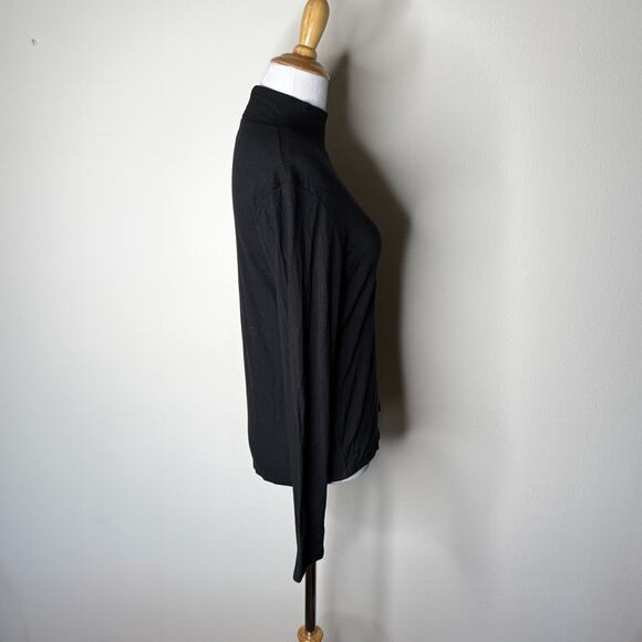 Abercrombie Black Rib Mock Neck Long Sleeve Top - Picture 5 of 6